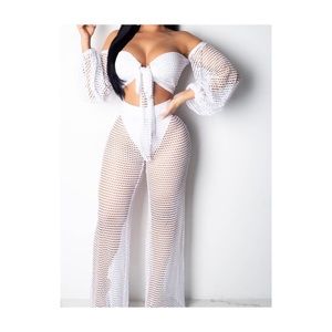 White 2 piece pants set